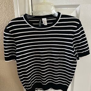 H&M Black and White Striped Knit Shirt